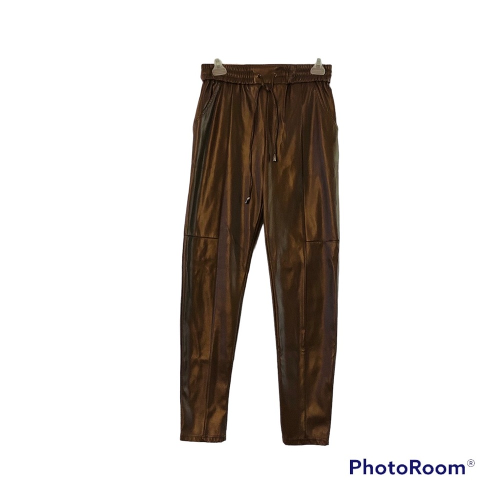 Papaya Women’s Brown Faux Leather Skinny Legging Pants Size S GREAT CONDITION!